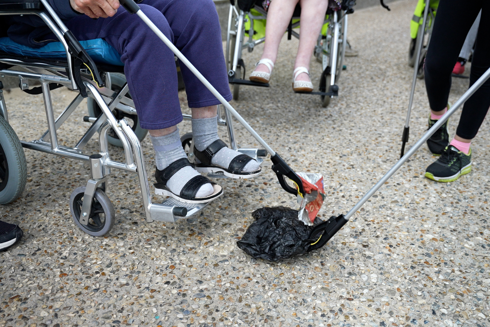 Resident picking up rubbish