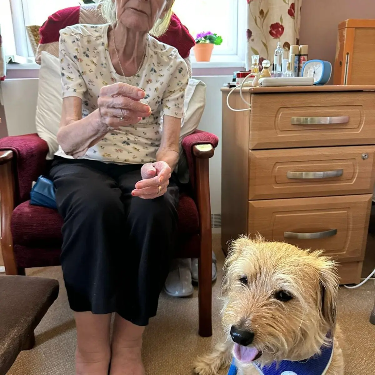 Care home activity or resident moment captured on mobile