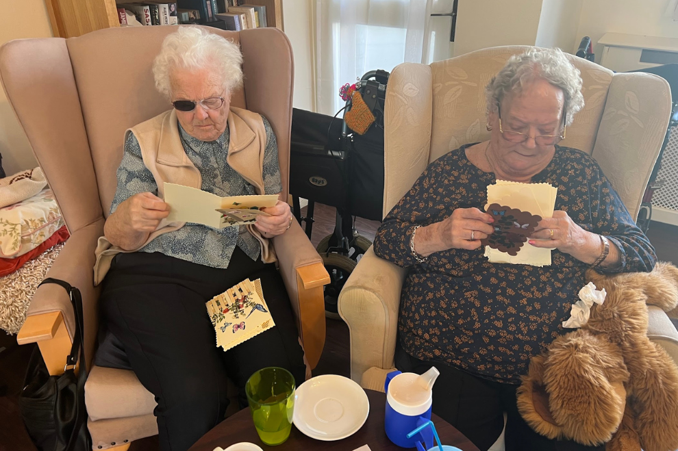 Peggy and Barbara Residents Enjoying Craft Activities Together 