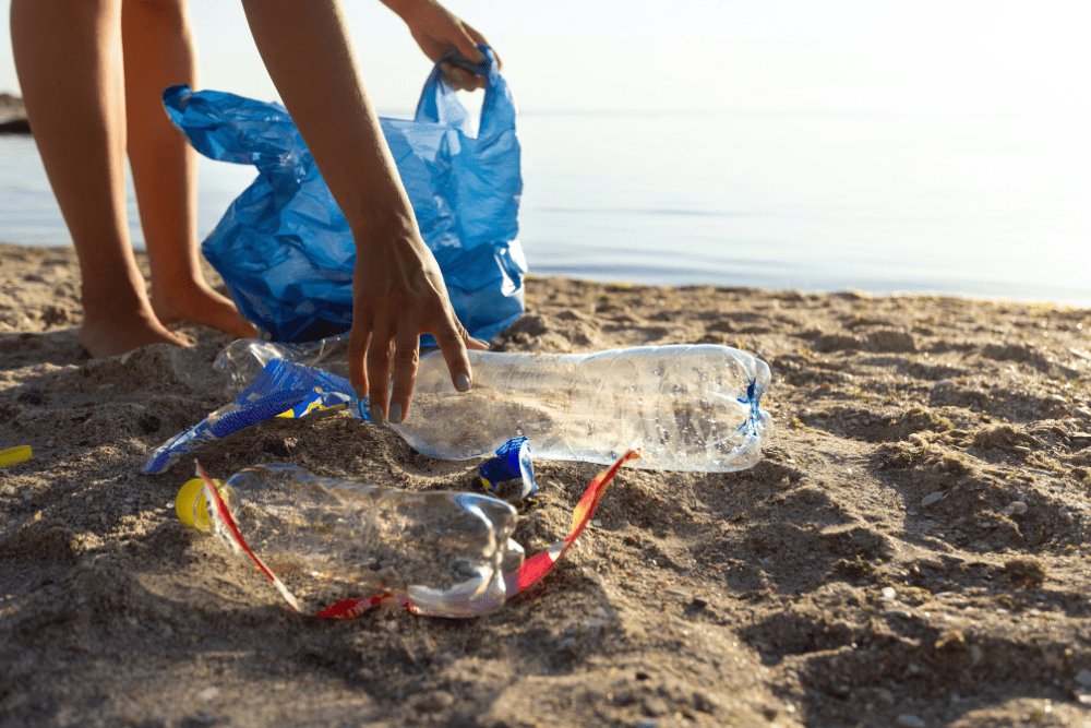 volunteer helping clean beaches