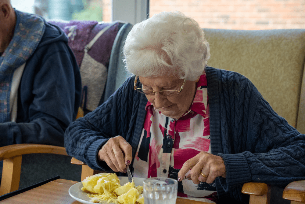 Balanced Lifestyle Resident Eating Dinner