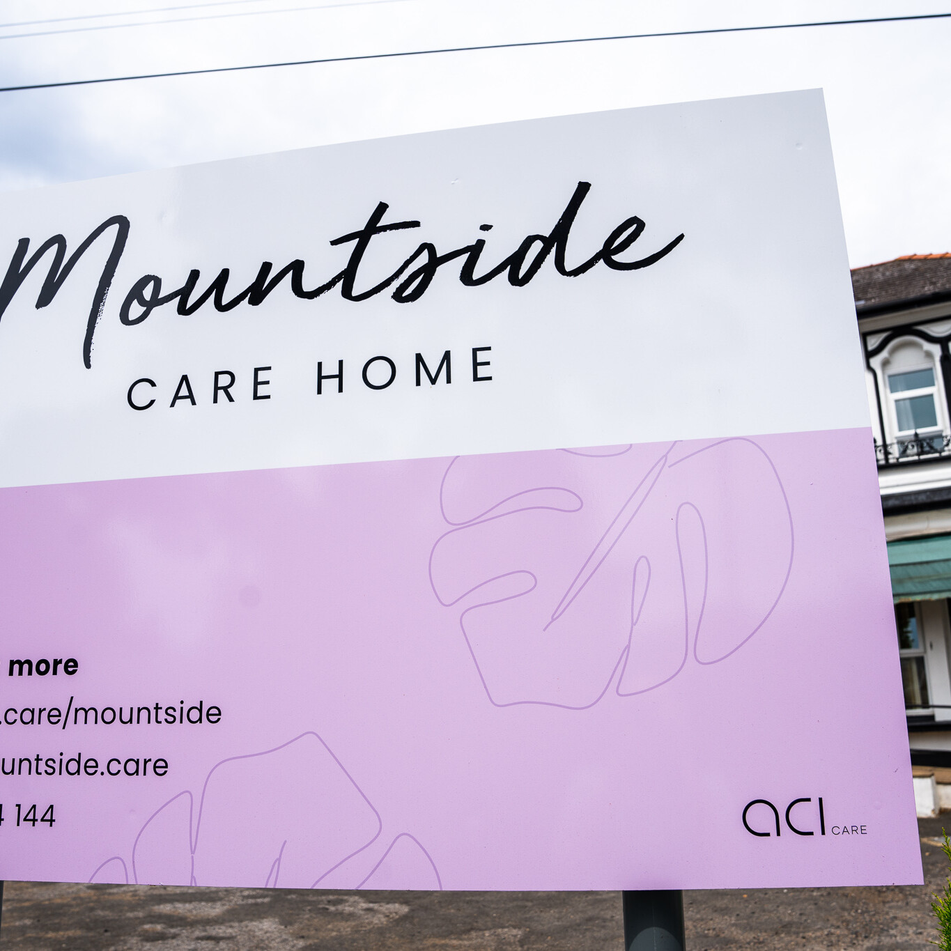 ACI Care | Front signage of Mountside Care Home Hastings, welcoming residents and visitors.